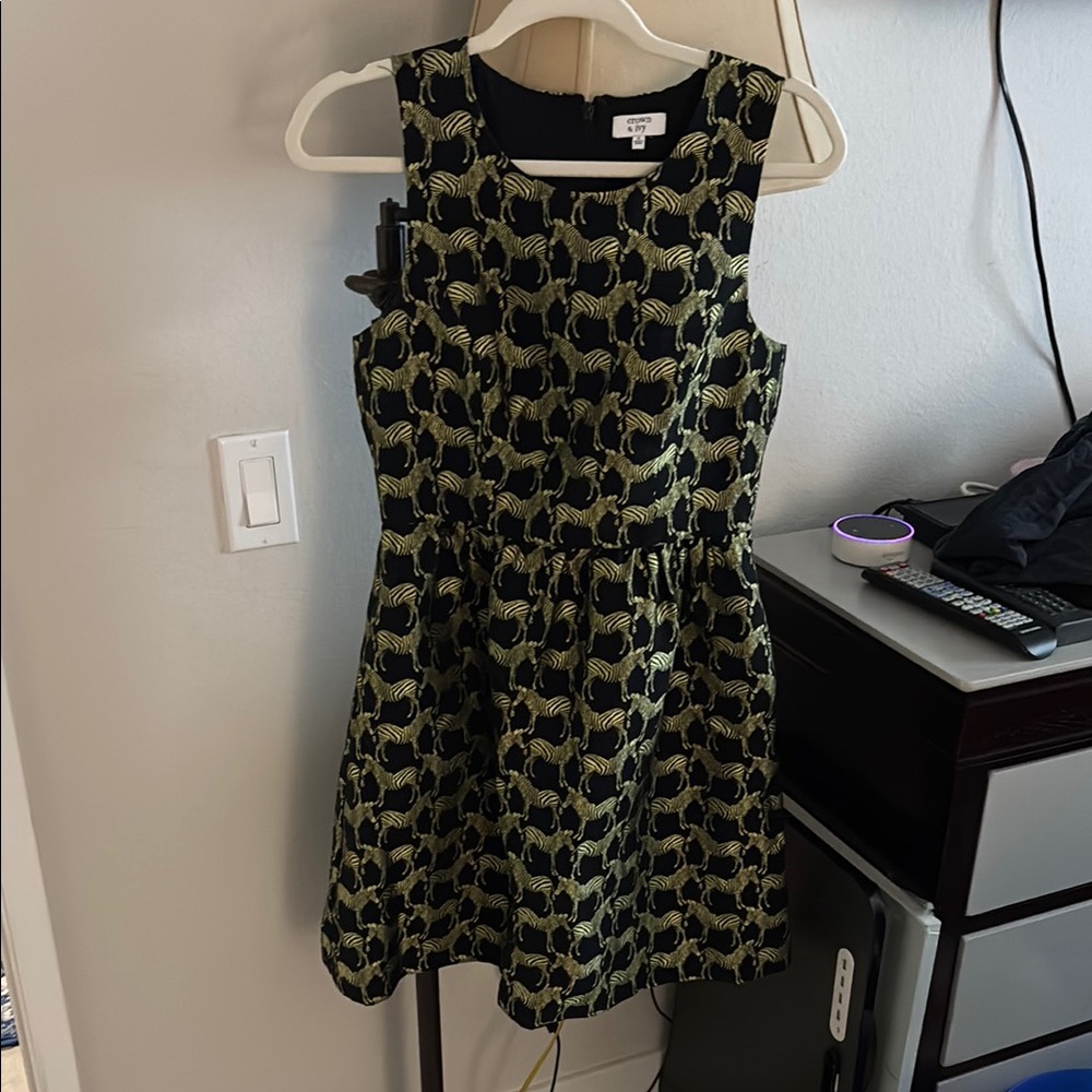 Black Dress with zebra Gold Pattern